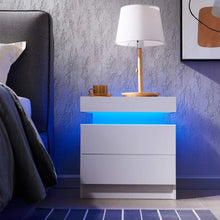 Load image into Gallery viewer, &quot;Modern Nightstand with 2 Drawers &amp; LED Light – Stylish Bedside Table for Bedroom