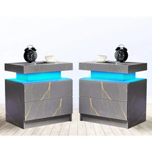 Load image into Gallery viewer, &quot;Modern Nightstand with 2 Drawers &amp; LED Light – Stylish Bedside Table for Bedroom