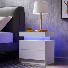 Load image into Gallery viewer, &quot;Modern Nightstand with 2 Drawers &amp; LED Light – Stylish Bedside Table for Bedroom