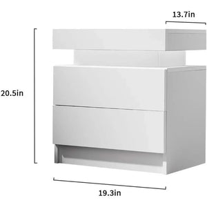 "Modern Nightstand with 2 Drawers & LED Light – Stylish Bedside Table for Bedroom