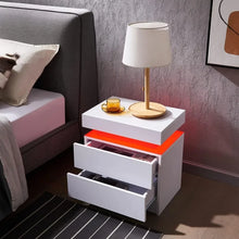 Load image into Gallery viewer, &quot;Modern Nightstand with 2 Drawers &amp; LED Light – Stylish Bedside Table for Bedroom