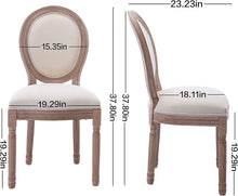 Load image into Gallery viewer, Farmhouse Dining Chairs, Set of 4 - Country Style Fabric Seats, Solid Wood Legs