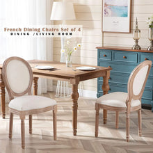 Load image into Gallery viewer, Farmhouse Dining Chairs, Set of 4 - Country Style Fabric Seats, Solid Wood Legs