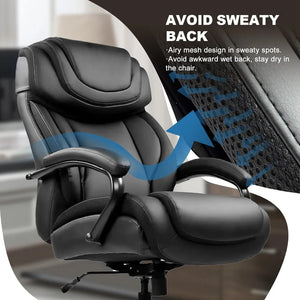 "Heavy Duty Office Chair 500 Lbs Capacity, Extra Wide Ergonomic, Tilt & Height Adjustable