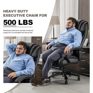 "Heavy Duty Office Chair 500 Lbs Capacity, Extra Wide Ergonomic, Tilt & Height Adjustable