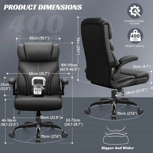 Ergonomic Big & Tall Office Chair, High Back with Adjustable Flip-Up Armrests