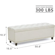 Load image into Gallery viewer, Spacious 50.8&quot; Storage Ottoman Bench, Multipurpose Bedroom Storage Solution