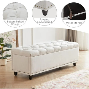 Spacious 50.8" Storage Ottoman Bench, Multipurpose Bedroom Storage Solution