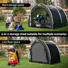 Load image into Gallery viewer, Large 8x7FT Outdoor Bike Storage Tent, Waterproof 2-in-1 Portable Shed