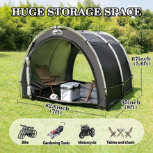 Load image into Gallery viewer, Large 8x7FT Outdoor Bike Storage Tent, Waterproof 2-in-1 Portable Shed