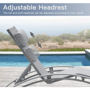 "Outdoor Chaise Lounge Chairs Set - 5 Adjustable Positions, 2 Pool Chairs & Side Table