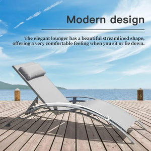 "Outdoor Chaise Lounge Chairs Set - 5 Adjustable Positions, 2 Pool Chairs & Side Table