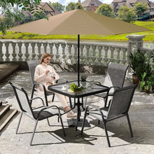 Load image into Gallery viewer, &quot;5-Piece Outdoor Dining Set: Patio Table with Textured Glass &amp; 4 Stackable Chairs