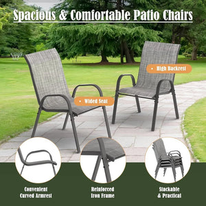 "5-Piece Outdoor Dining Set: Patio Table with Textured Glass & 4 Stackable Chairs