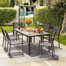 Load image into Gallery viewer, Outdoor Dining Furniture Set - 7 Piece with Grey Table and Stackable Chairs