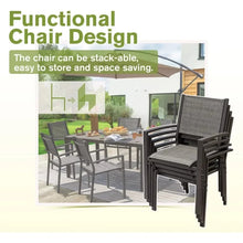 Load image into Gallery viewer, Outdoor Dining Furniture Set - 7 Piece with Grey Table and Stackable Chairs