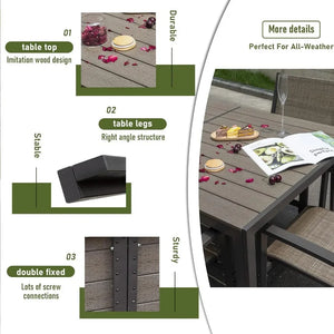 Outdoor Dining Set - 7 Pc Weather-Proof Table & Chairs, Patio Furniture