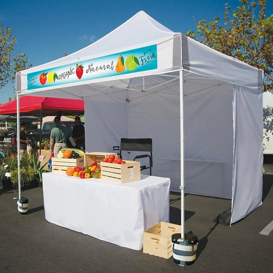 Outdoor Folding Canopy Tent, 10'x10' with 3 Sidewalls, 1 Sidewall, Wide Roller Bag