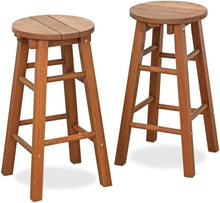 Load image into Gallery viewer, Set of 2 Outdoor Patio Furniture Bar Stools - Promo Arch Design, Natural Finish