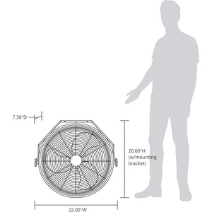 High Velocity Outdoor Wall Mounted Fan, 3 Speeds, Adjustable Tilt Head