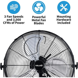 High Velocity Outdoor Wall Mounted Fan, 3 Speeds, Adjustable Tilt Head