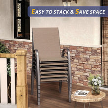 Load image into Gallery viewer, &quot;Outdoor Patio Dining Set: Square Metal Table w/ Umbrella Hole &amp; 6 Stackable Chairs