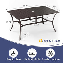 Load image into Gallery viewer, &quot;Outdoor Patio Dining Set: Square Metal Table w/ Umbrella Hole &amp; 6 Stackable Chairs