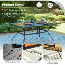 Load image into Gallery viewer, Rectangular Outdoor Patio Table, Black Steel Slatted Weather-Resistant Design