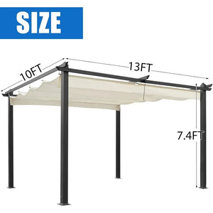 10x13 Retractable Pergola Canopy - UV Resistant Waterproof Outdoor Sun Shade