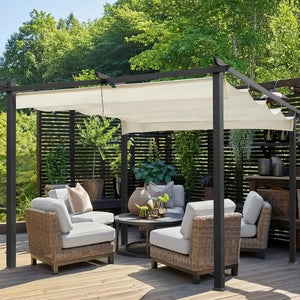 10x13 Retractable Pergola Canopy - UV Resistant Waterproof Outdoor Sun Shade