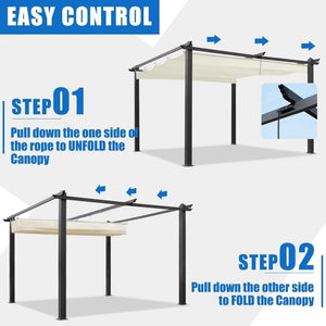 10x13 Retractable Pergola Canopy - UV Resistant Waterproof Outdoor Sun Shade