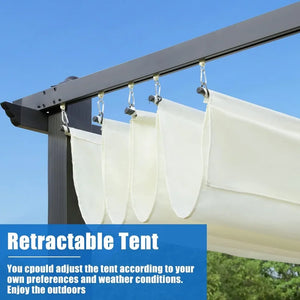 10x13 Retractable Pergola Canopy - UV Resistant Waterproof Outdoor Sun Shade