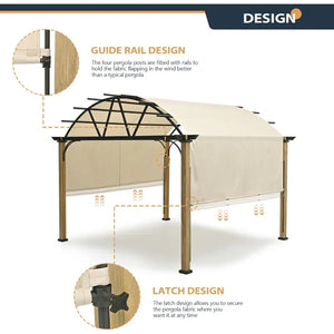 Outdoor Pergolas - Retractable Pergola Canopy, Wood-Like Aluminum Patio Shade