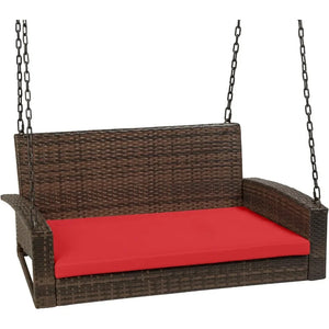 Comfortable Outdoor Hanging Porch Swing Bench - For Deck, Garden w/Cushions