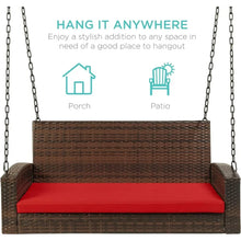 Load image into Gallery viewer, Comfortable Outdoor Hanging Porch Swing Bench - For Deck, Garden w/Cushions