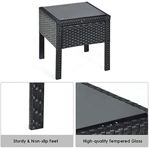 "Stylish 3-Piece Outdoor Sofa Set with Cushioned Chairs & End Table - Black