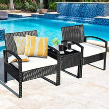 Load image into Gallery viewer, &quot;Stylish 3-Piece Outdoor Sofa Set with Cushioned Chairs &amp; End Table - Black