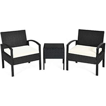 Load image into Gallery viewer, &quot;Stylish 3-Piece Outdoor Sofa Set with Cushioned Chairs &amp; End Table - Black