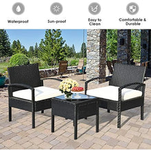 Load image into Gallery viewer, &quot;Stylish 3-Piece Outdoor Sofa Set with Cushioned Chairs &amp; End Table - Black