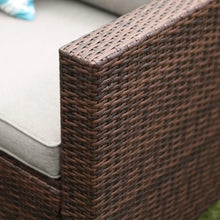 Load image into Gallery viewer, &quot;All-Weather Brown Wicker Outdoor Sofa Set with Thick Cushions &amp; Glass Table