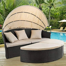 Load image into Gallery viewer, Outdoor Garden Sofa Set - Wicker Rattan Round Daybed with Retractable Canopy