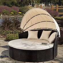 Load image into Gallery viewer, Outdoor Garden Sofa Set - Wicker Rattan Round Daybed with Retractable Canopy