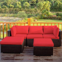 Load image into Gallery viewer, 4-Piece Outdoor Rattan Sofa Set | Sectional Couch, Cushions, Coffee Table