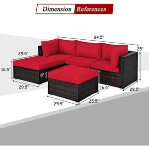 4-Piece Outdoor Rattan Sofa Set | Sectional Couch, Cushions, Coffee Table