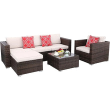 Load image into Gallery viewer, &quot;Modern PE Rattan Outdoor Sofa Set with Glass Coffee Table – Stylish Garden Sectional