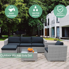 Load image into Gallery viewer, &quot;Modern PE Rattan Outdoor Sofa Set with Glass Coffee Table – Stylish Garden Sectional