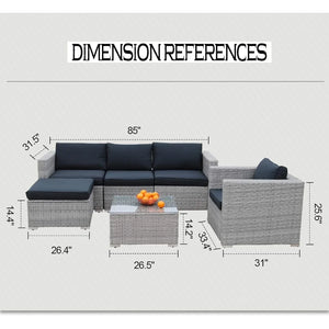 "Modern PE Rattan Outdoor Sofa Set with Glass Coffee Table – Stylish Garden Sectional