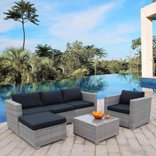 Load image into Gallery viewer, &quot;Modern PE Rattan Outdoor Sofa Set with Glass Coffee Table – Stylish Garden Sectional