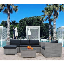 Load image into Gallery viewer, &quot;Modern PE Rattan Outdoor Sofa Set with Glass Coffee Table – Stylish Garden Sectional