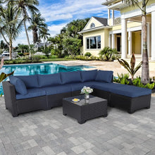 Load image into Gallery viewer, &quot;Outdoor Sofa Set - Patio Rattan Sectional with Cushions &amp; Glass Top Table